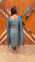 Chinon Fabric Suit with Afghani Pattern Pant and Dupatta